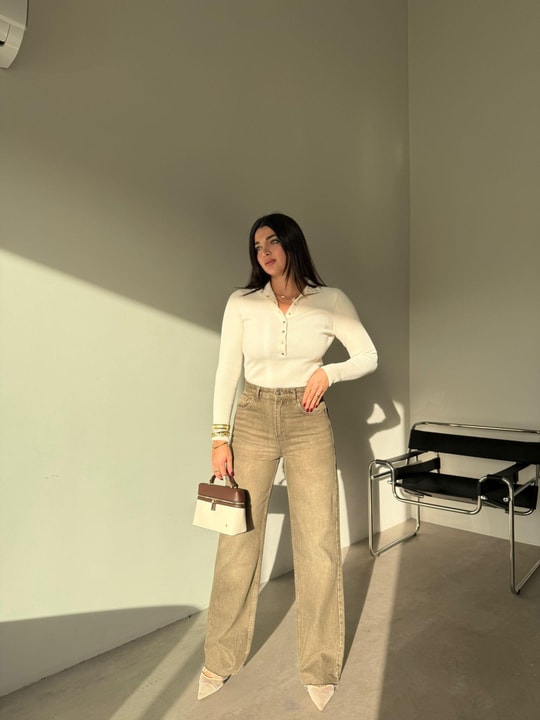 Vizon Kesik Paça Straight Jean