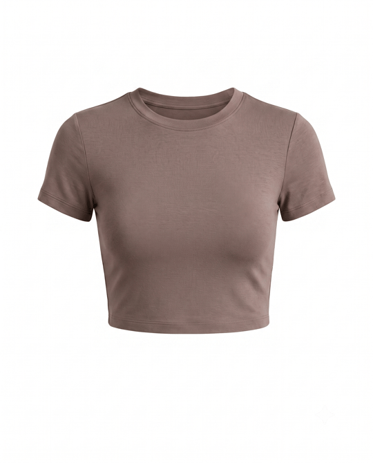 Vizon Likralı Esnek Leo Crop Tişört