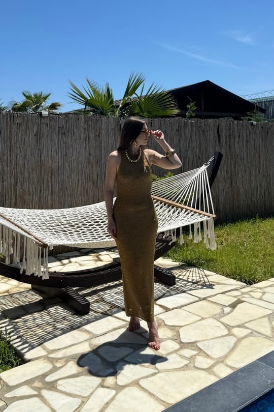 Solea Simli Transparan Plaj Elbisesi Haki Yeşil