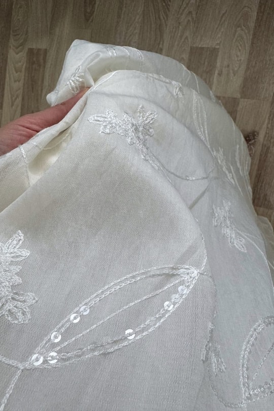 Rosalie Işıltılı Nakış Gömlek Etek Takım Ekru