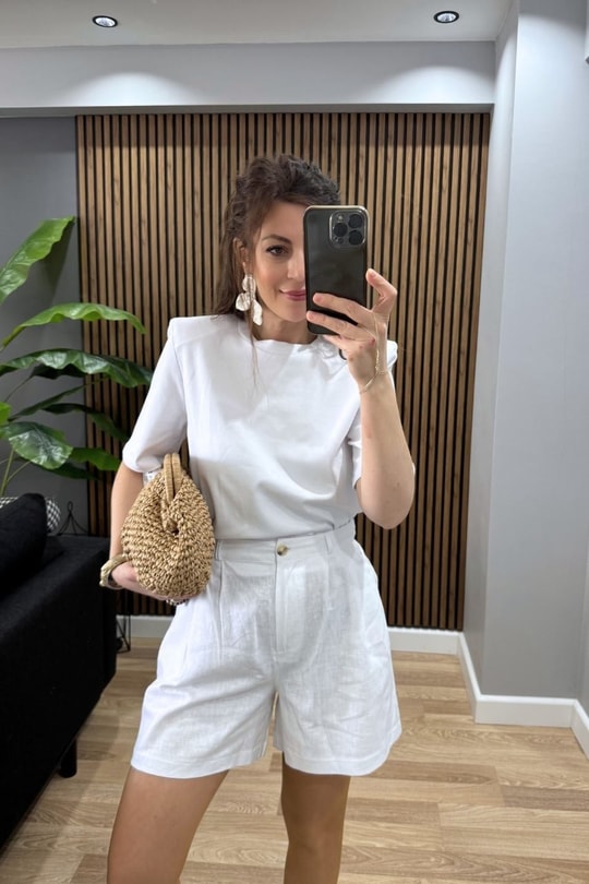 Vatkalı Premium Basic Tişört Beyaz