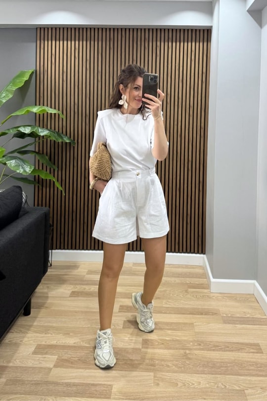 Vatkalı Premium Basic Tişört Beyaz