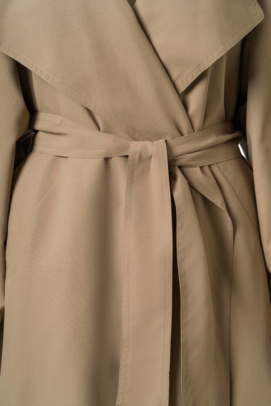 Camel Kuşaklı Mevsimlik İnce Trençkot CAMEL