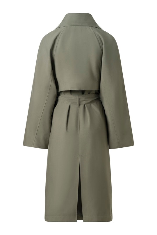 Haki Kuşaklı Mevsimlik İnce Trençkot HAKİ