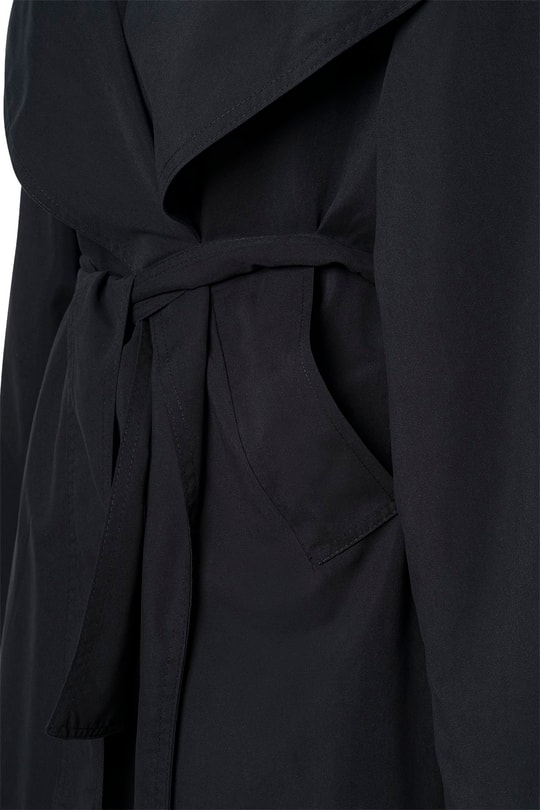 Siyah Kuşaklı Mevsimlik İnce Trençkot SİYAH