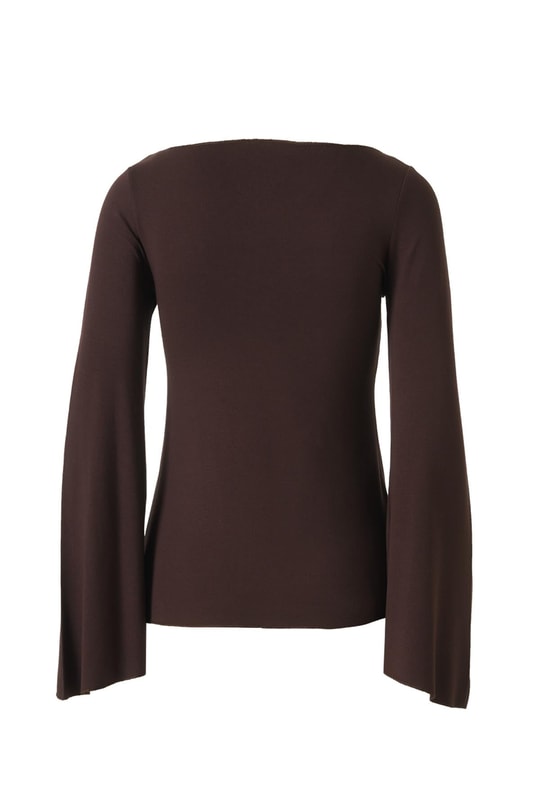 Yarasa Kol Kayık Yaka Bluz Acı Kahve
