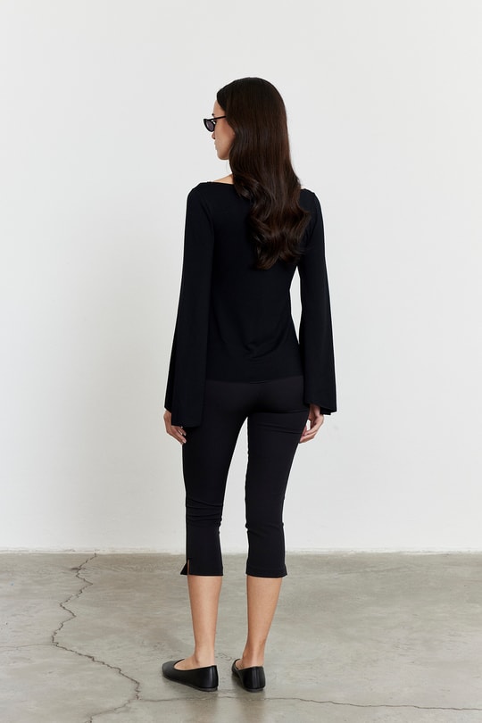 Yarasa Kol Kayık Yaka Bluz Siyah
