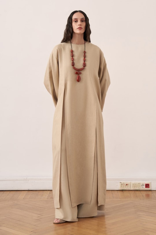 The Kheesa Linen Blouse Wheat Color