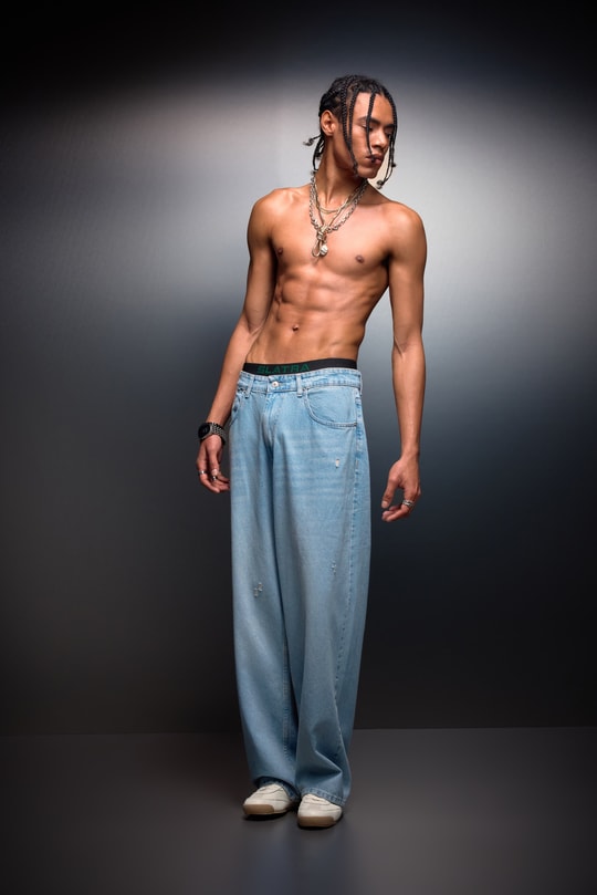 Erkek Açık Mavi Baggy Denim Pantolon