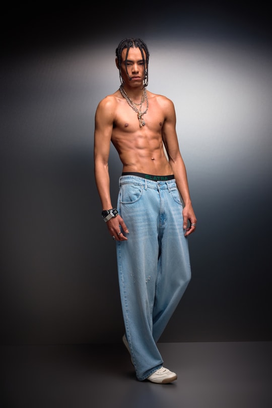Erkek Açık Mavi Baggy Denim Pantolon