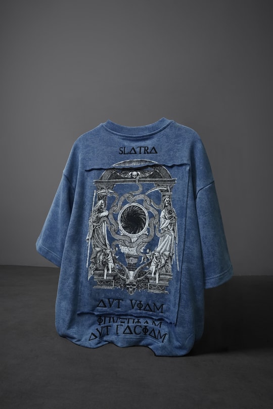 Erkek Açık Mavi İnveniam Patchli Oversize Yıkama Efektli Tshirt