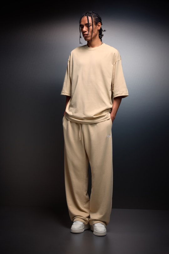 Erkek Bej Oversize Basic Tshirt