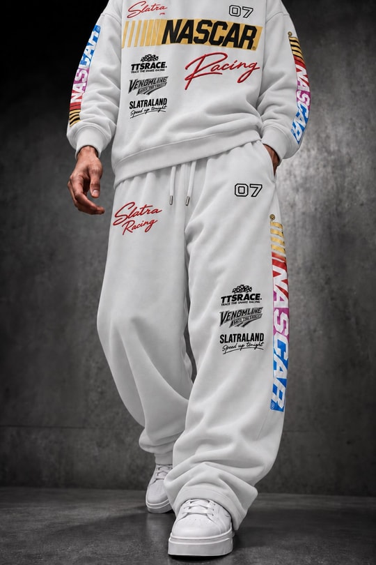 Erkek Beyaz Venomline Baggy Eşofman