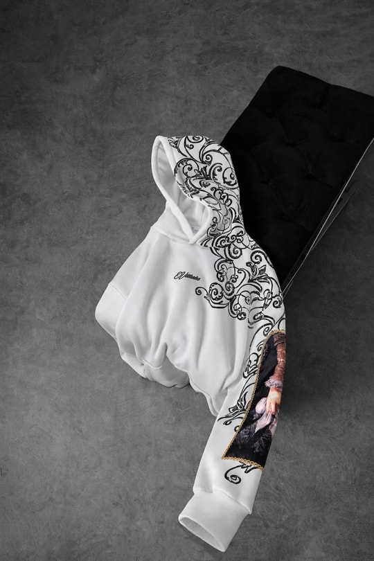 Erkek Beyaz Victories Kol Patch Oversize Hoodie