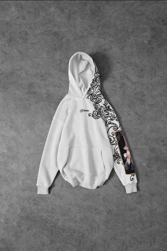 Erkek Beyaz Victories Kol Patch Oversize Hoodie