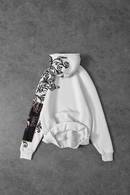 Erkek Beyaz Victories Kol Patch Oversize Hoodie