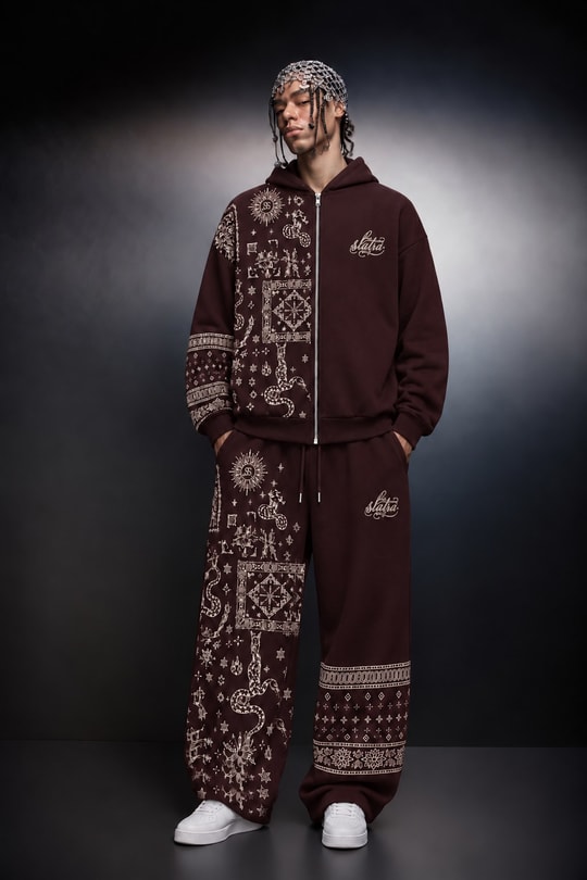 Erkek Bordo Codex Oversize Full Zip Hoodie
