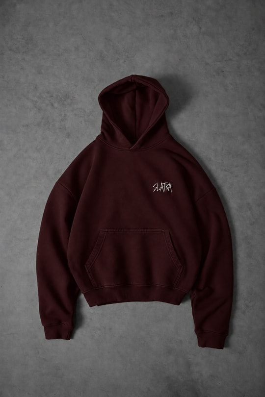 Erkek Bordo Relic Patch Detay Oversize Hoodie