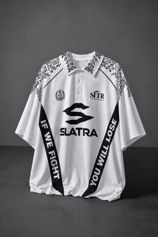 Erkek Ekru If We Fight  Polo Yaka Nakışlı Forma Tshirt