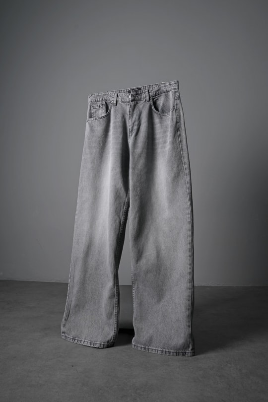 Erkek Gri Baggy Denim Pantolon