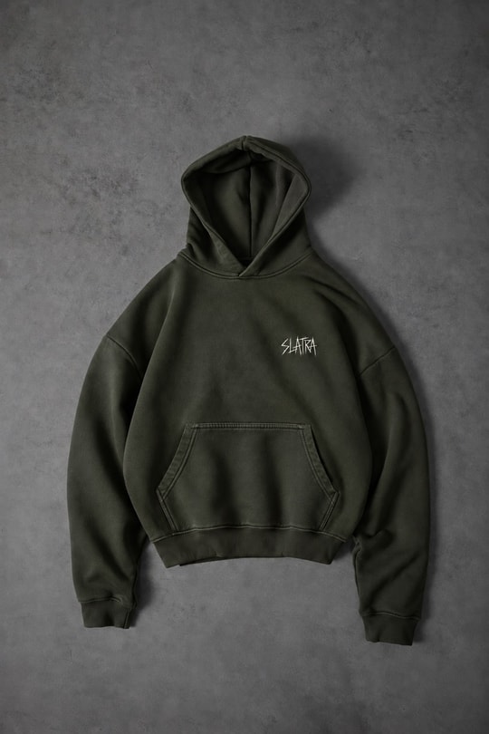 Erkek Haki Relic Patch Detay Oversize Hoodie