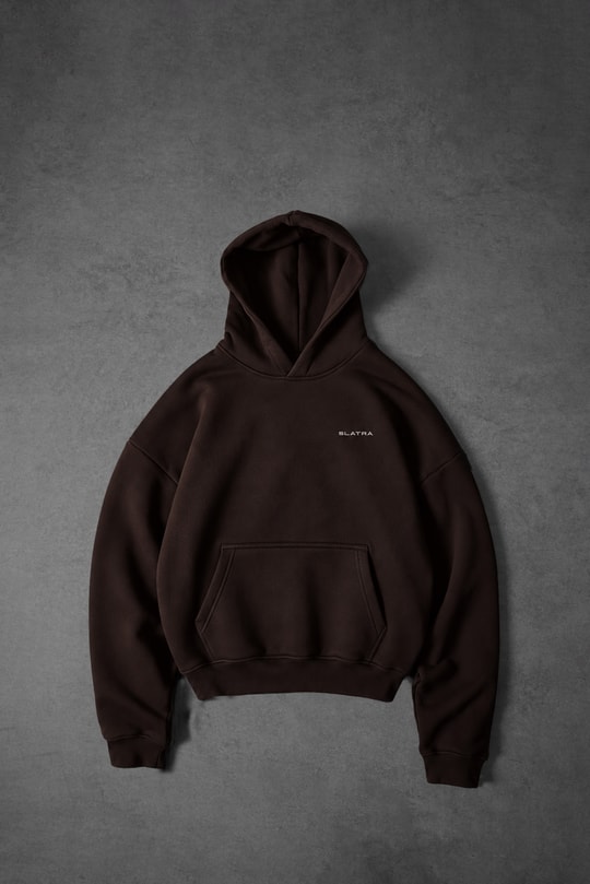 Erkek Kahverengi Basic Oversize Hoodie