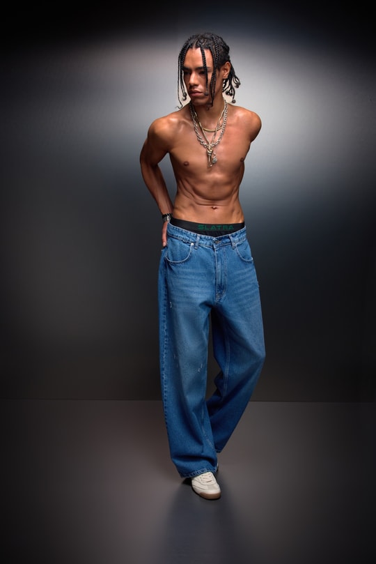 Erkek Mavi Baggy Denim Pantolon
