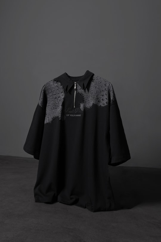 Erkek Siyah Backroom Box Fit Polo Yaka Tshirt