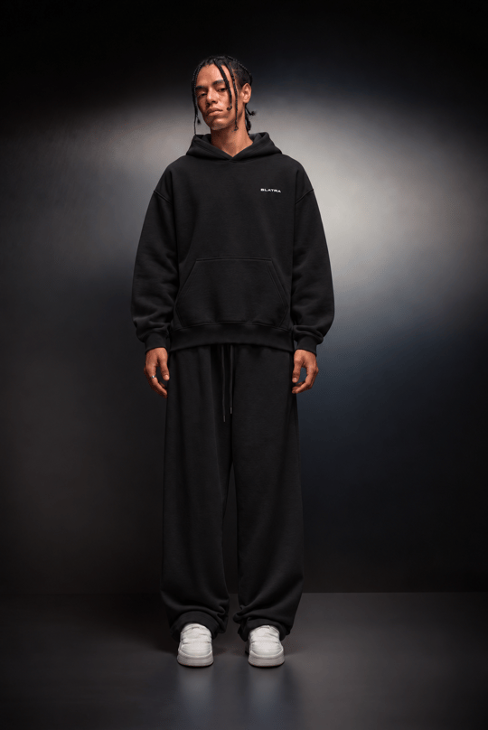 Erkek Siyah Basic Baggy Eşofman