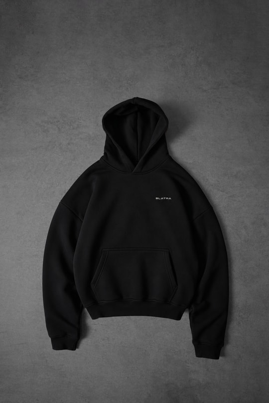 Erkek Siyah Basic Oversize Hoodie