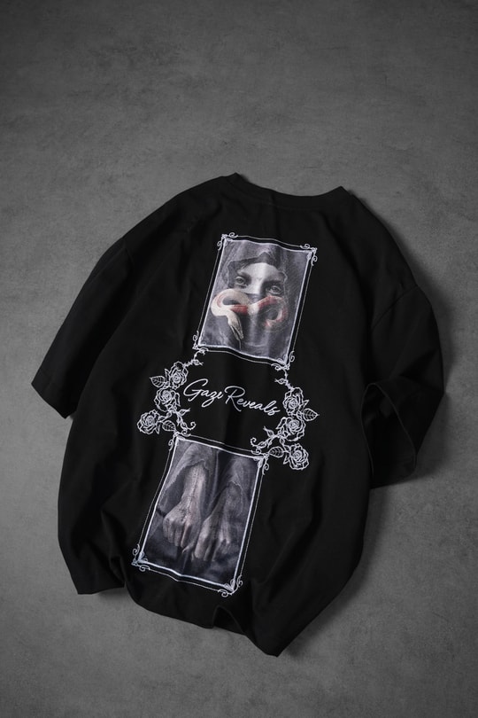 Erkek Siyah Gaze Reveals Kadife Patch Oversize Tshirt