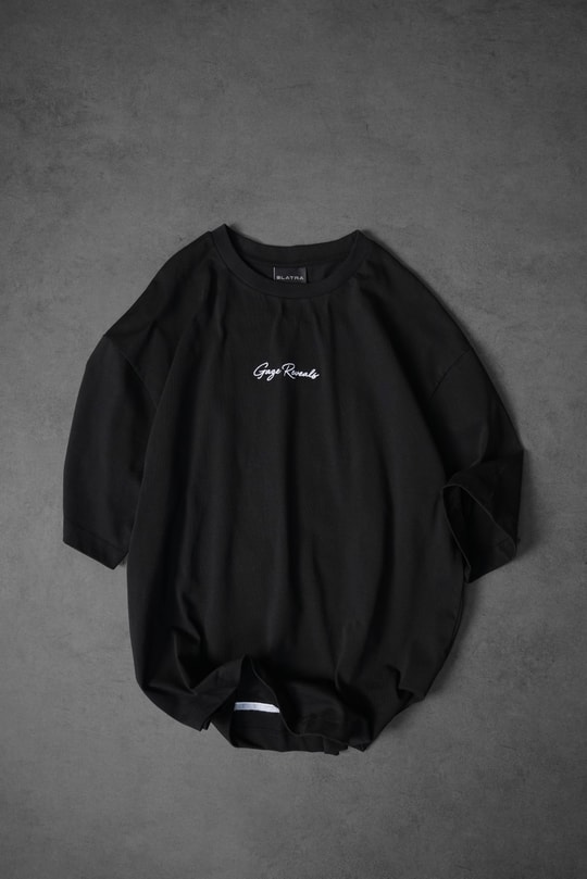 Erkek Siyah Gaze Reveals Kadife Patch Oversize Tshirt