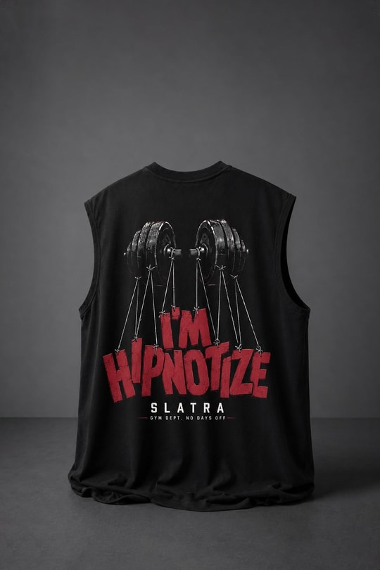 Erkek Siyah Hipnotize Sıfır Kol Oversize Atlet