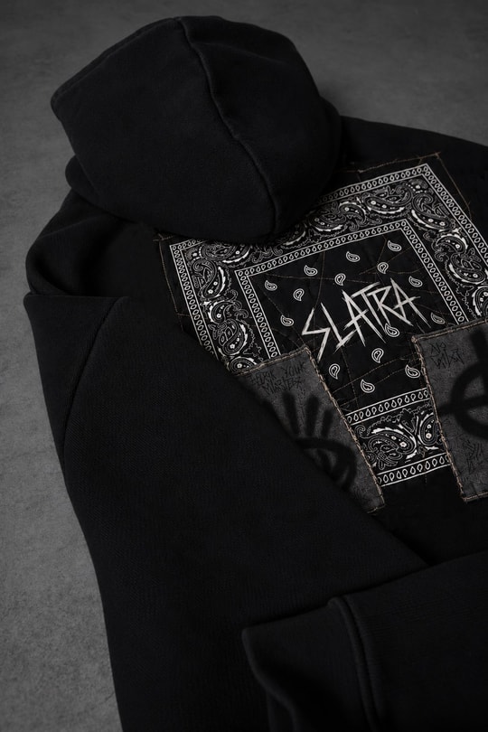 Erkek Siyah Relic Patch Detay Oversize Hoodie
