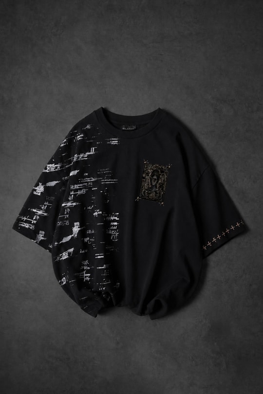 Erkek Siyah Semantic Decay Baskı Oversize Tshirt