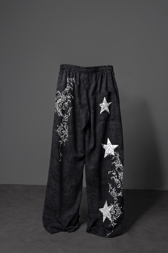 Erkek Siyah SuperStar Baskılı Yıkama Efektli Baggy Eşofman