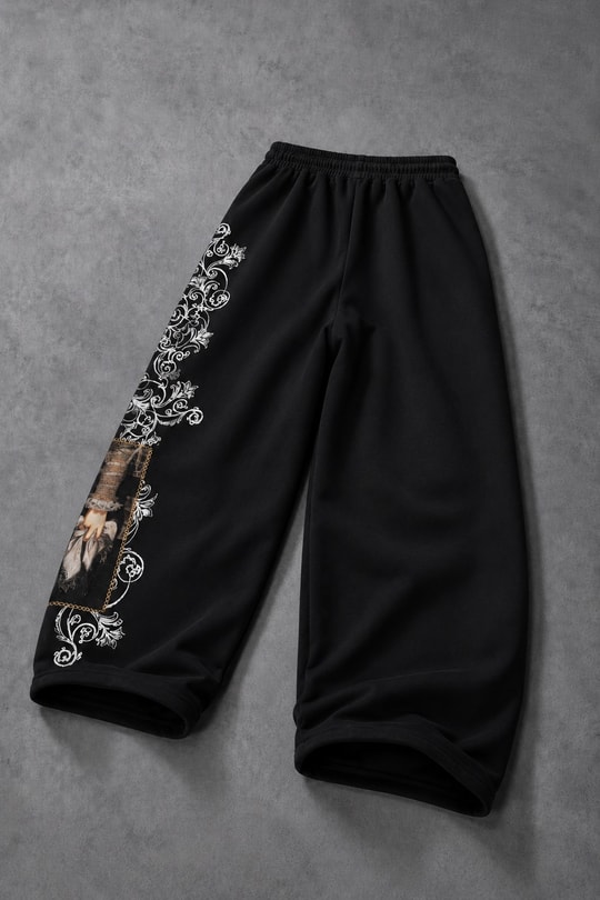 Erkek Siyah Victories Patch Nakışlı Baggy Eşofman