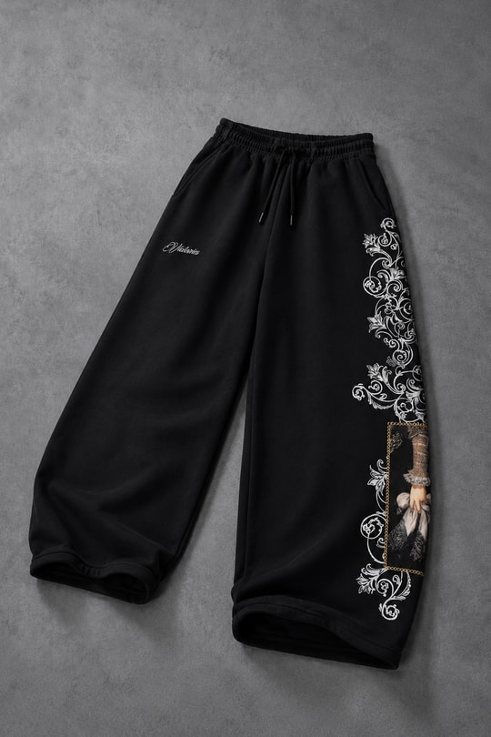 Erkek Siyah Victories Patch Nakışlı Baggy Eşofman