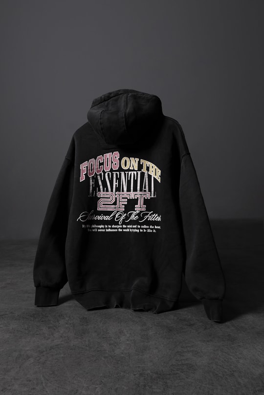 Slatra – Survival Yıkamalı Baskılı Oversize Kapüşonlu Sweatshirt