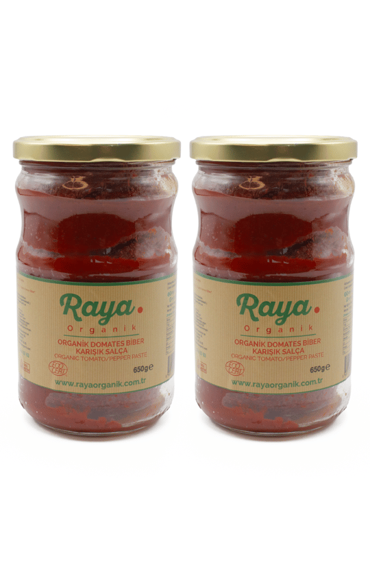 Organik Domates Biber Karışık Salça 2'li Paket (650 g x 2)