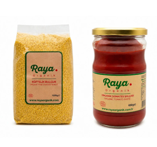 Organik Köftelik Bulgur 1 kg - Organik Domates Salçası 650 gr 2'li Set
