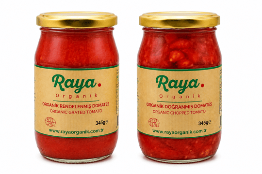 Organik Rendelenmiş Domates 345g ve Organik Doğranmış Domates 345g Set
