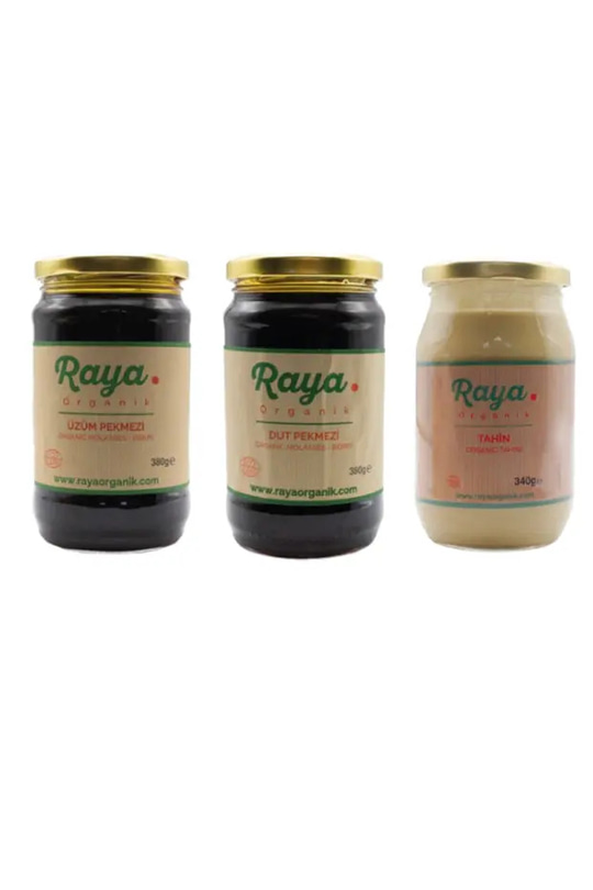 Organik Tahin 340 g, Dut Pekmezi 300 g, Üzüm Pekmezi 380 g Set