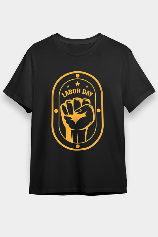1 Mayıs Baskılı Unisex Siyah Tişört - Tshirt
