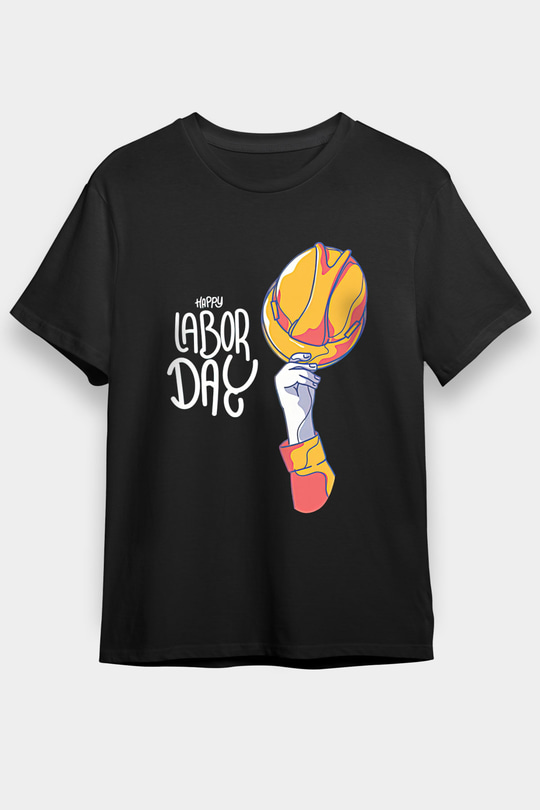 1 Mayıs Baskılı Unisex Siyah Tişört - Tshirt