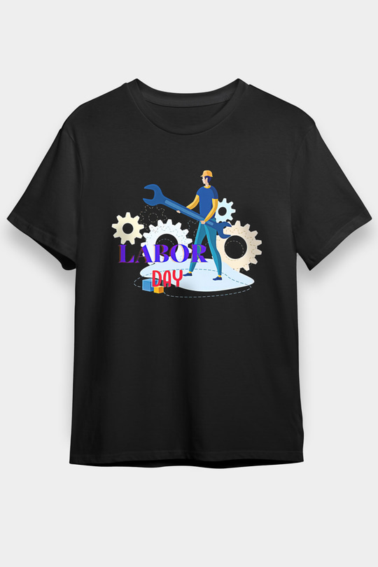 1 Mayıs Baskılı Unisex Siyah Tişört - Tshirt