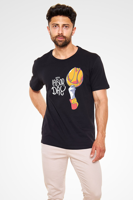 1 Mayıs Baskılı Unisex Siyah Tişört - Tshirt