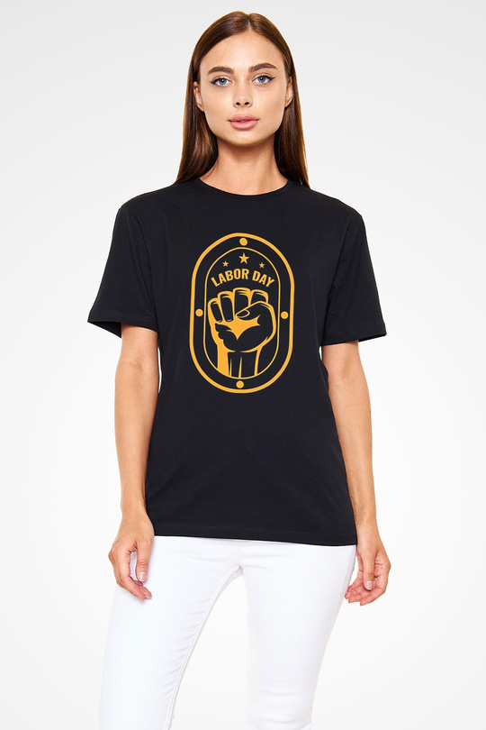 1 Mayıs Baskılı Unisex Siyah Tişört - Tshirt