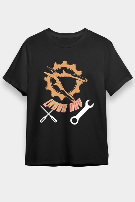 1 Mayıs Baskılı Unisex Siyah Tişört - Tshirt
