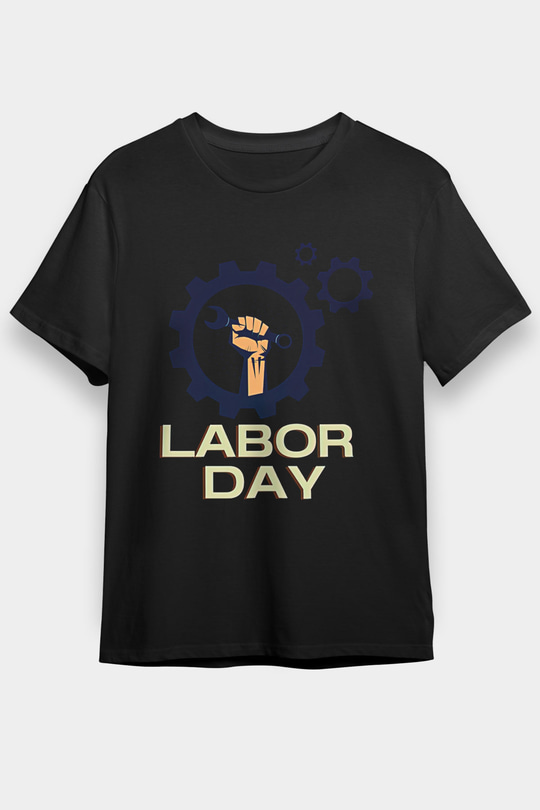 1 Mayıs Baskılı Unisex Siyah Tişört - Tshirt